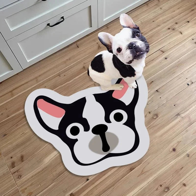 Pug Shaped Pet Rug - Soft Faux Lambswool Floor Mat for Home & Living Room