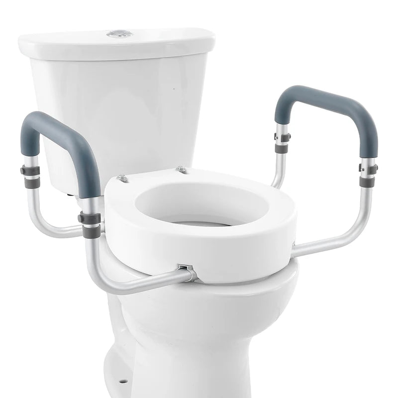 Raised Toilet Seat 3.5 Inch Height, Supports 300 lbs with Handrail
