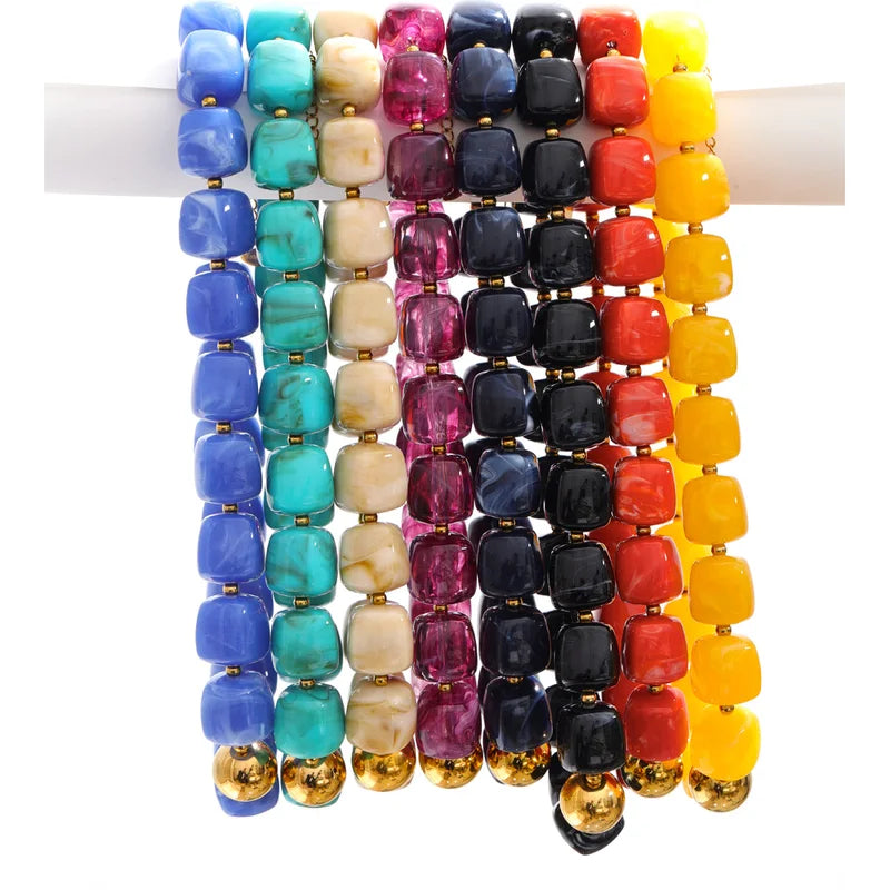 Summer Handmade Jewelry Chain Necklace & Bracelet Set with Acrylic Resin Beads
