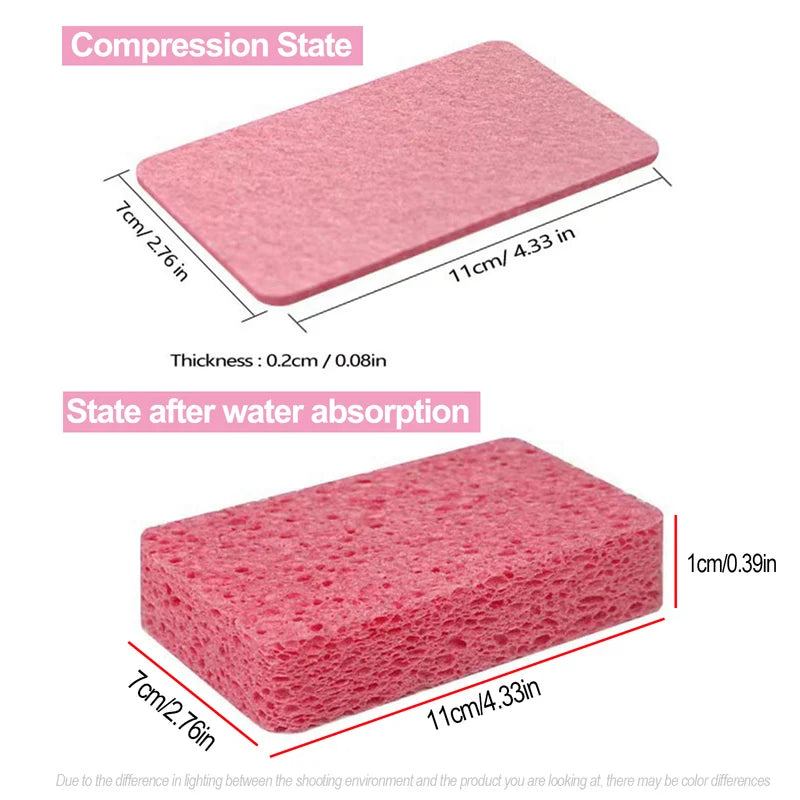 4/12Pcs Compressed Cellulose Sponges Non-Scratch Dual-Sided Kitchen Bathroom Car Cleaning Set