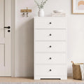 5-Drawer Tall Storage Cabinet for Living Room & Bedroom with Gold Handles