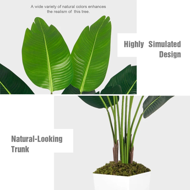 125cm Bird of Paradise Artificial Plant - Faux Tropical Tree with White Planter