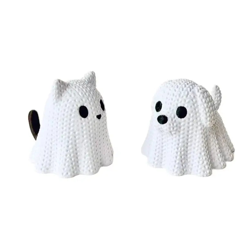 Ghost Cat and Ghost Dog Holiday Decorations Set - Halloween & Party Ornaments