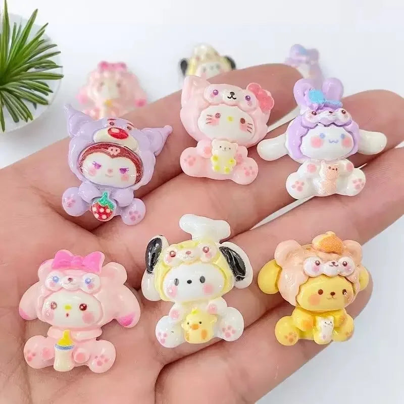 Cute Cartoon Animal Resin Phone Case Hair Clips Keychain DIY Accessories 18/20PCS