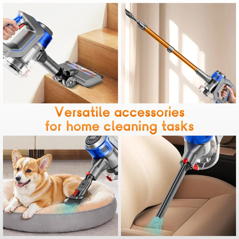 Cordless Handheld Vacuum Cleaner with Strong Suction & LED Light for Pet Hair and Carpet Cleaning