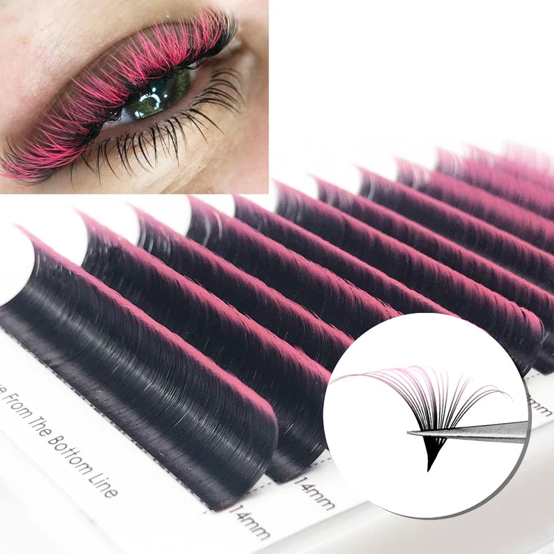 Colored Volume Lash Extensions - Wispy Soft Gradient Fans for Eyelash Artists