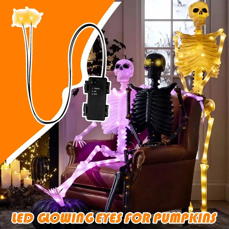 LED Glowing Eyes for Halloween Decor - Auto Timer Indoor Outdoor Props