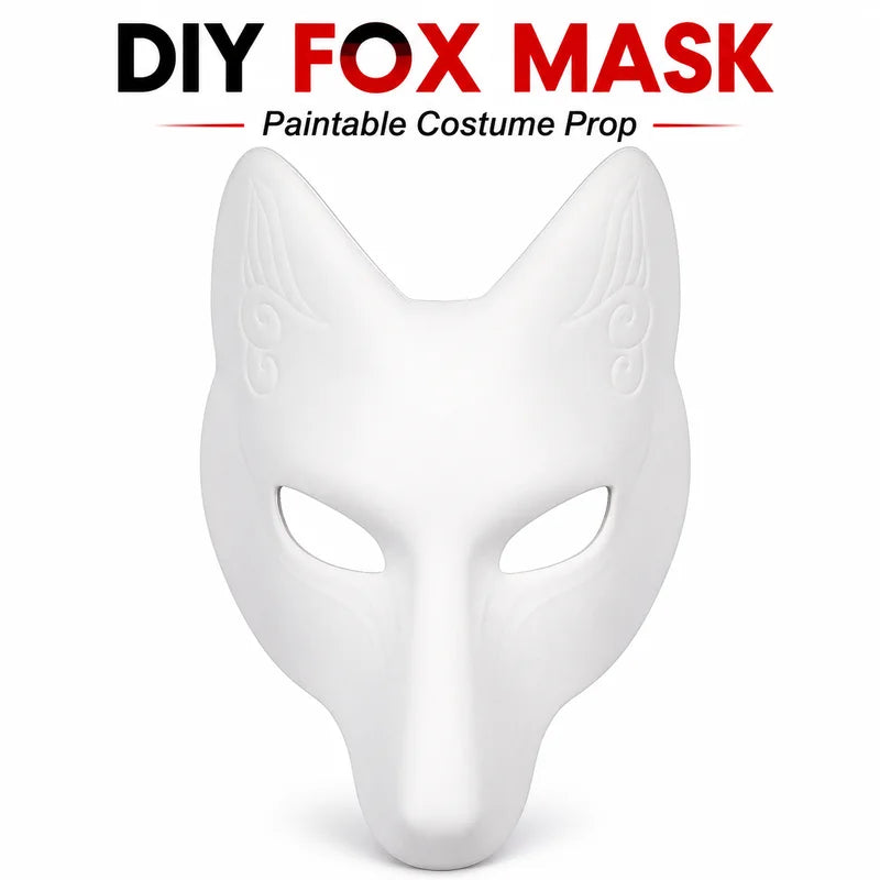 DIY Paintable Fox Mask Kit - Blank Cosplay Half Face Mask for Halloween & Parties