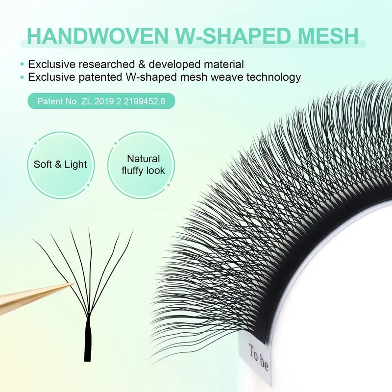 6D W Shape False Eyelash Extensions Premade Fans Natural Soft Light Full Dense
