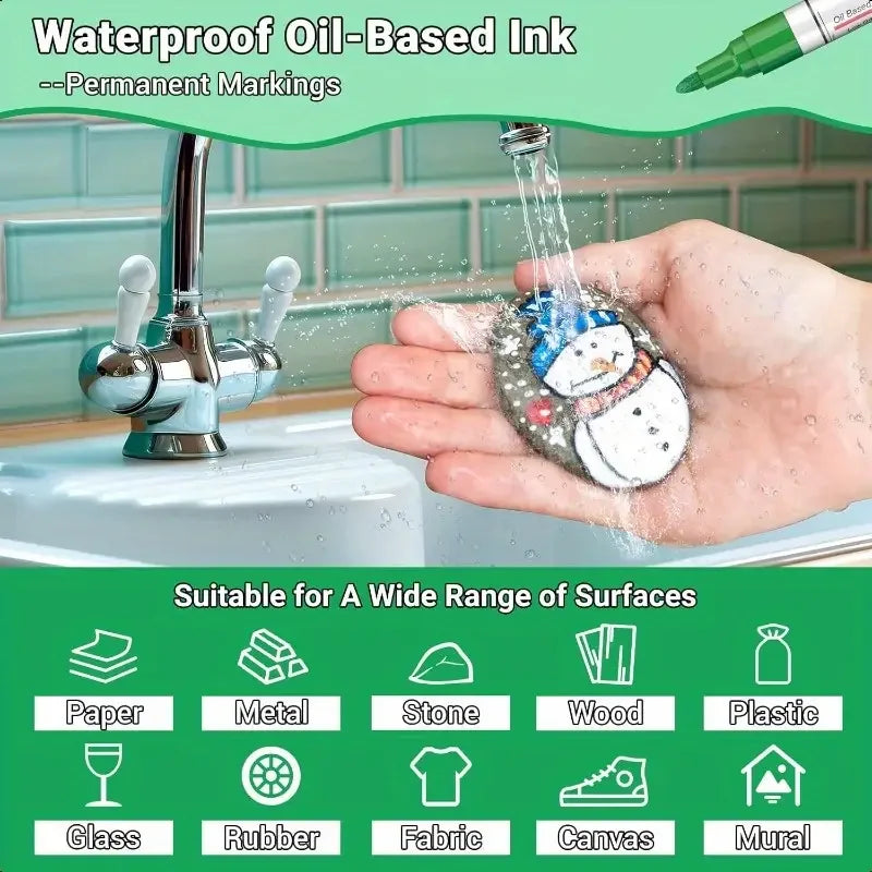 Colorful Waterproof Paint Markers Set for Arts Crafts and DIY Projects - 1/3/6/12Pcs