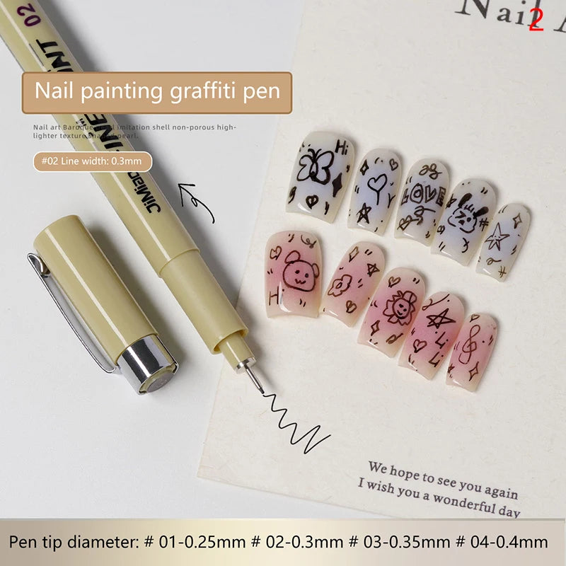 Waterproof Nail Art Graffiti Line Pen Set for Fine Pattern Drawing