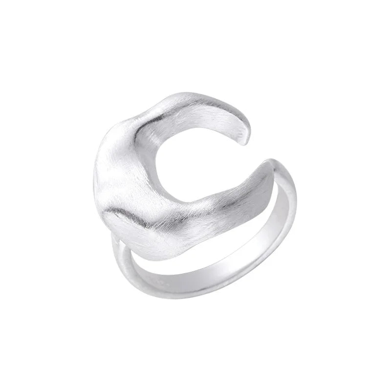 Matte Frosted Crescent Moon Finger Ring - Women's Hip Hop Jewelry Gift
