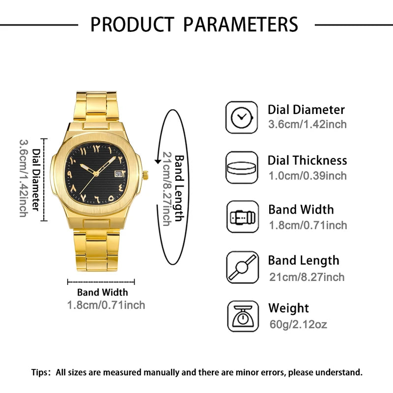 Men's Minimalist Round Quartz Watch Set with Alloy Band for Daily & Formal Wear