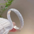 Vintage Flower Enamel Heart Sutra Cuff Bangle for Women Jewelry Gift