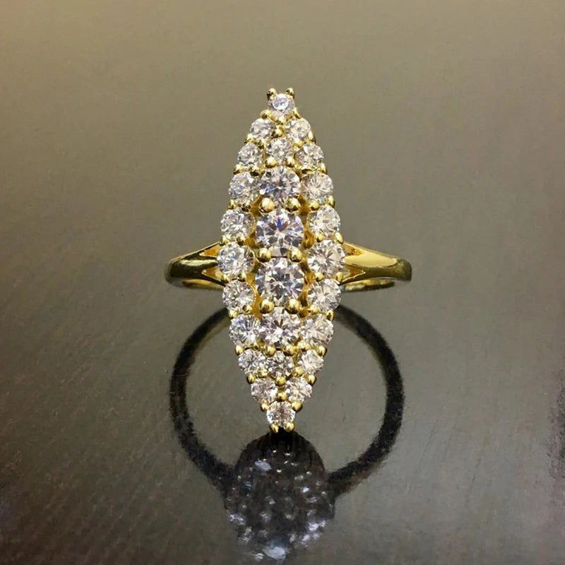 Gold Color Marquise-Shaped Ring for Women with CZ - Wedding & Fashion Jewelry