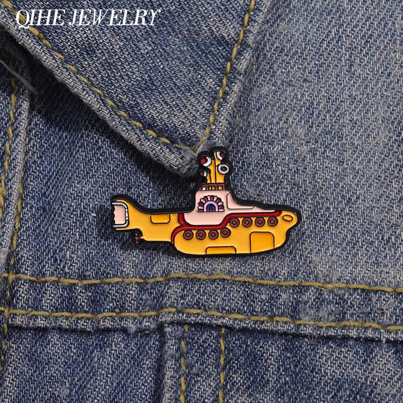 Cute Yellow Boat Enamel Pin for Crafts & Accessories - Funny Brooch Gift