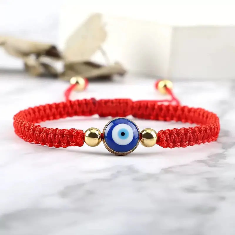 Men's Woven Fatima Hamsa Hand Bracelet with Evil Eye Charm - Unisex Spiritual Jewelry