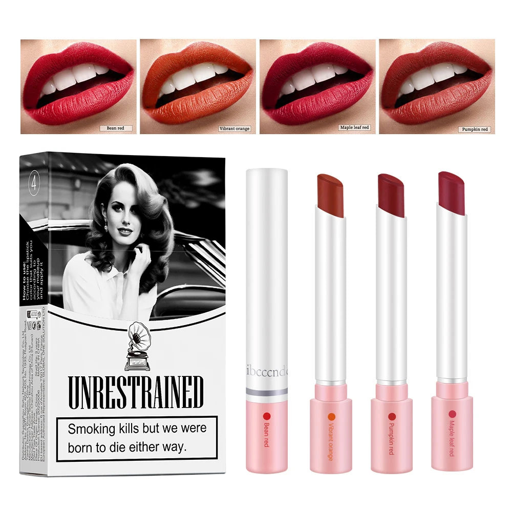 4 Color Velvet Matte Waterproof Lip Gloss Set - Long Lasting Lipstick for Women