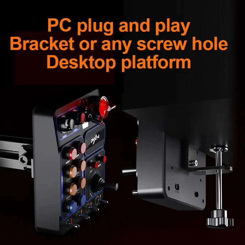 Sim Racing Control Box with Programmable Buttons RGB Lighting for PC Racing Games