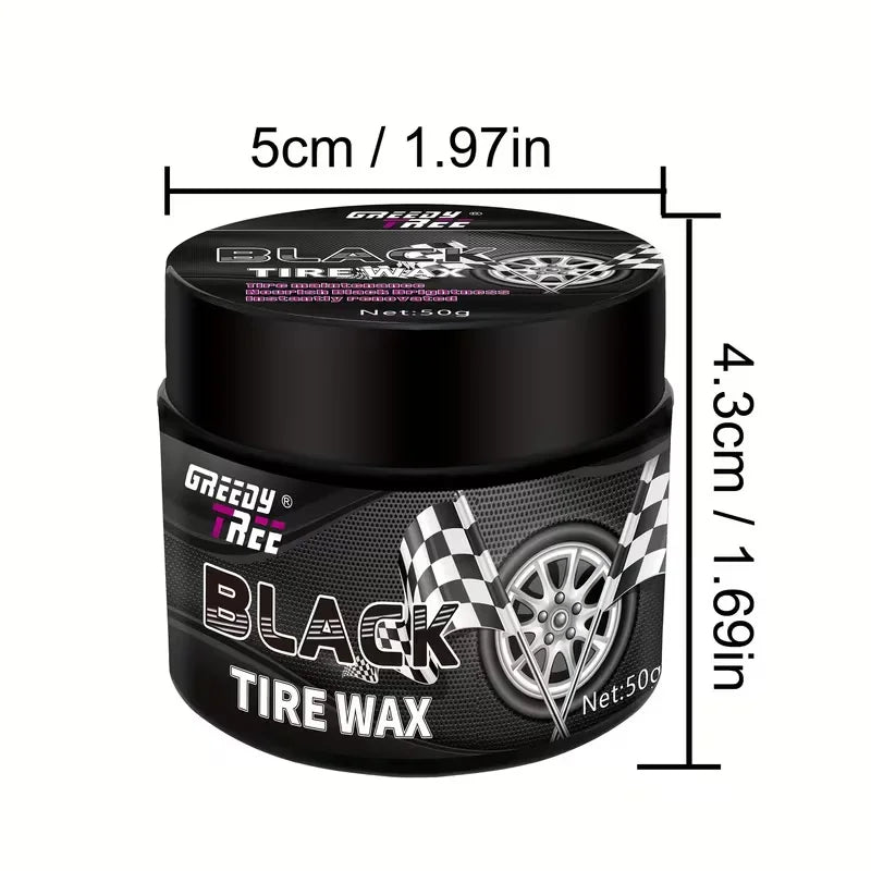 50g Car Tire Black Wax - Tire Shine Restorer for Auto Wheels, Gloss & Protection