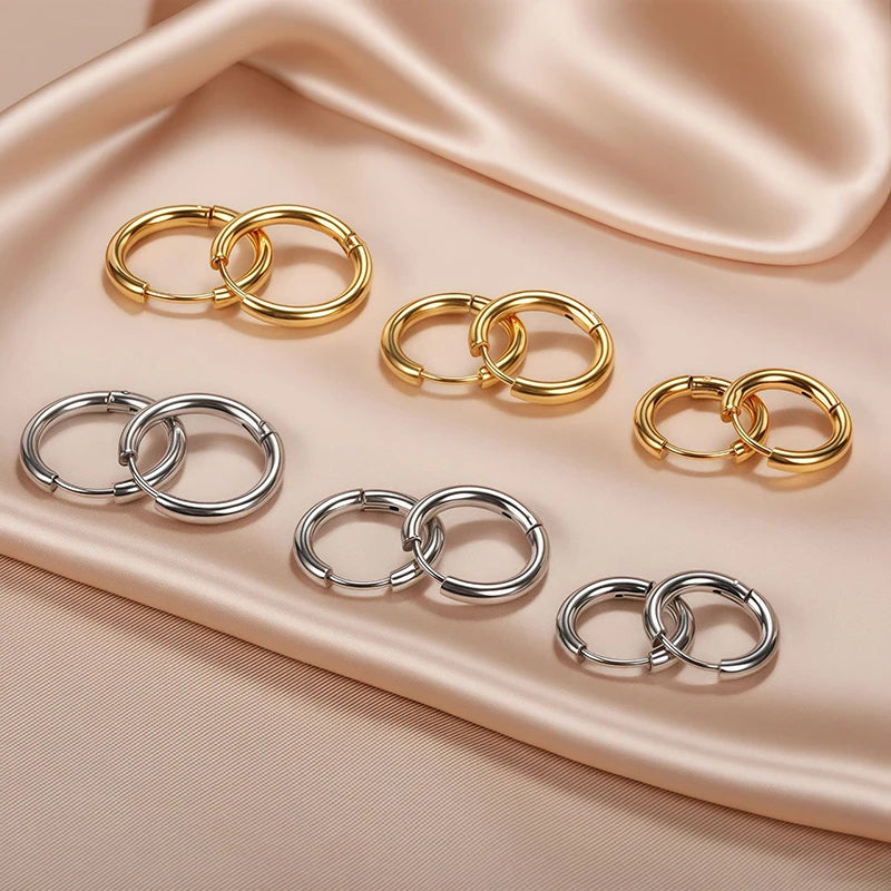 Stainless Steel Hoop Earrings for Women - 2.5mm Thick Classic Huggie Jewelry