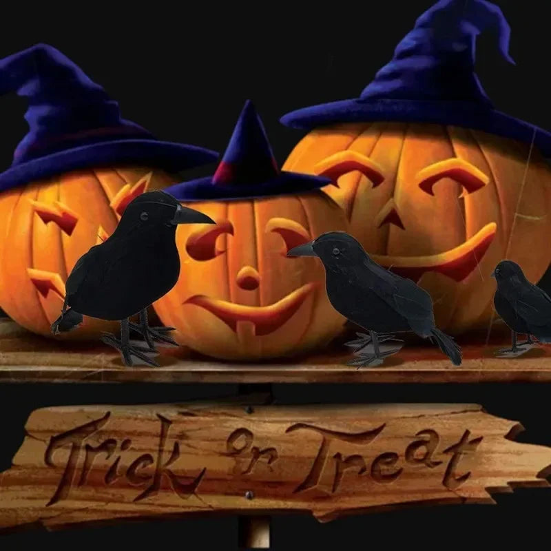 Realistic Artificial Crow Decorations for Halloween Party Props 1-3 pcs