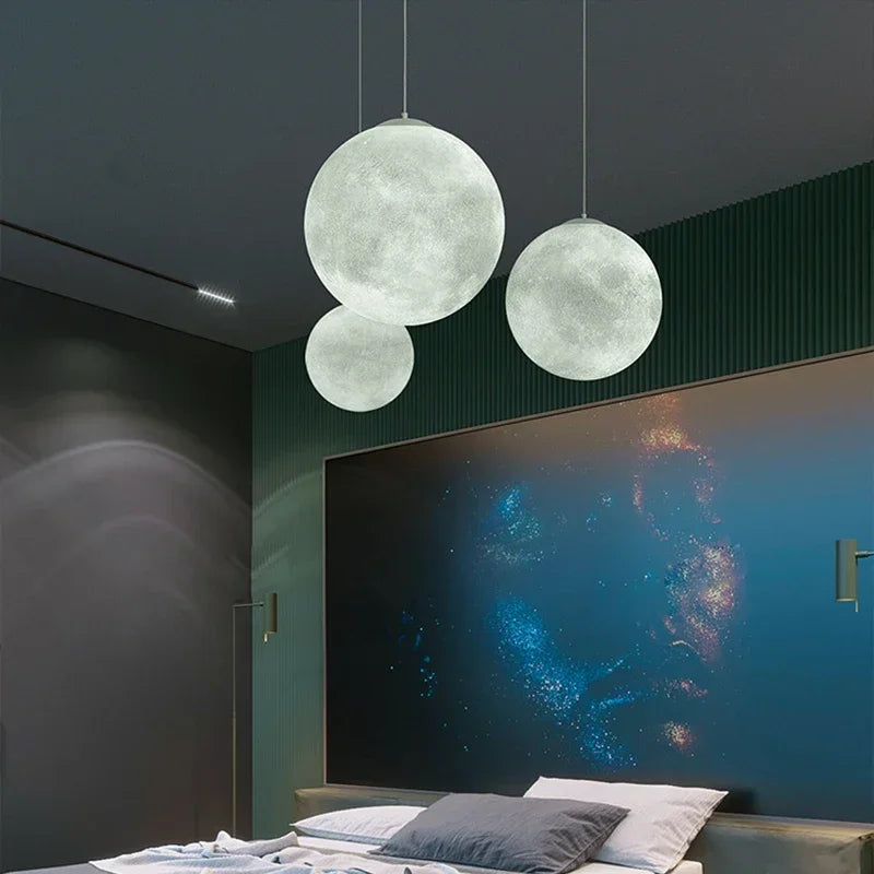 Modern Moon LED Pendant Lights for Living Room Dining Bedroom Home Decor