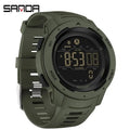 Digital Sports Watch with Pedometer and Waterproof LED Display - Military Style