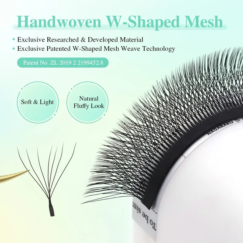 7D W Shape Premade Eyelash Extensions Natural Soft Light Full Dense Lashes