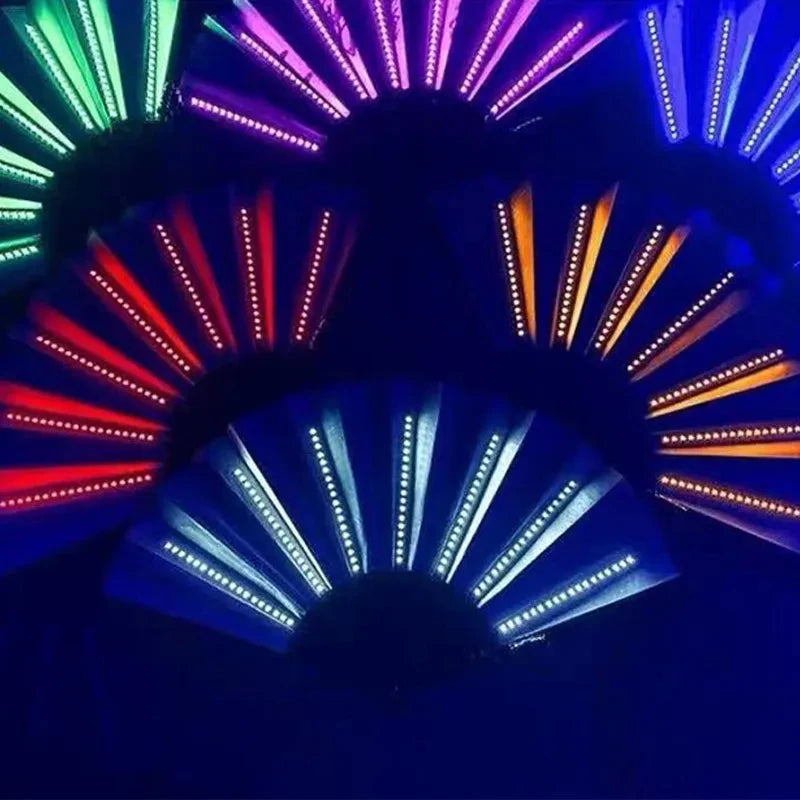 Glow Folding LED Fan for Parties Raves Events Halloween Christmas Stage Show