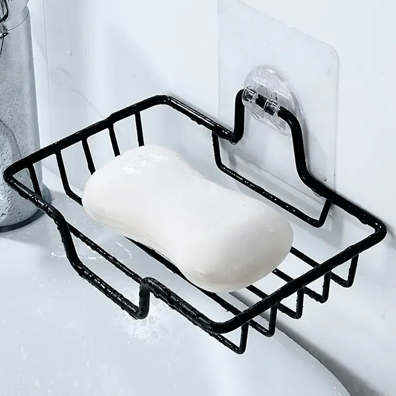 Stainless Steel Wall-Mounted Soap Dish with Drain Holes - No Drill Bathroom Decor