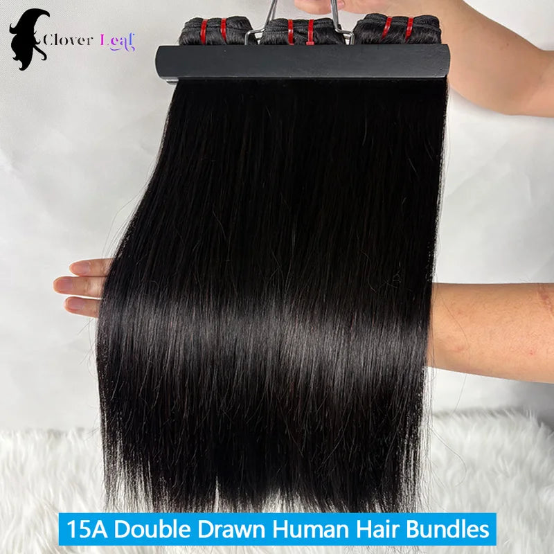 15A Double Drawn Human Hair Bundles - Virgin Straight Hair Extensions