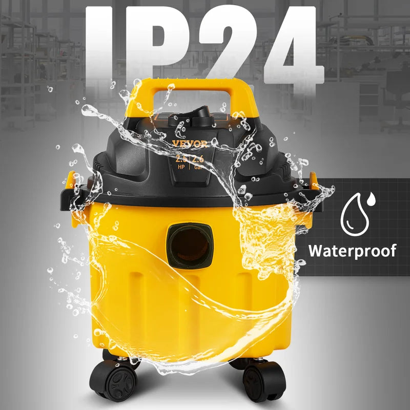 Portable Wet Dry Shop Vacuum 2.6 Gallon 2.5 Peak HP with Blowing Function
