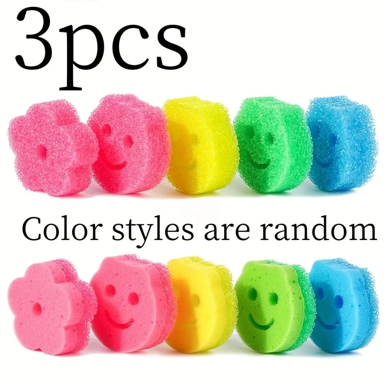 Multi-Functional Kitchen Sponge Brushes - 3-Piece Stain-Removing Scrub Set