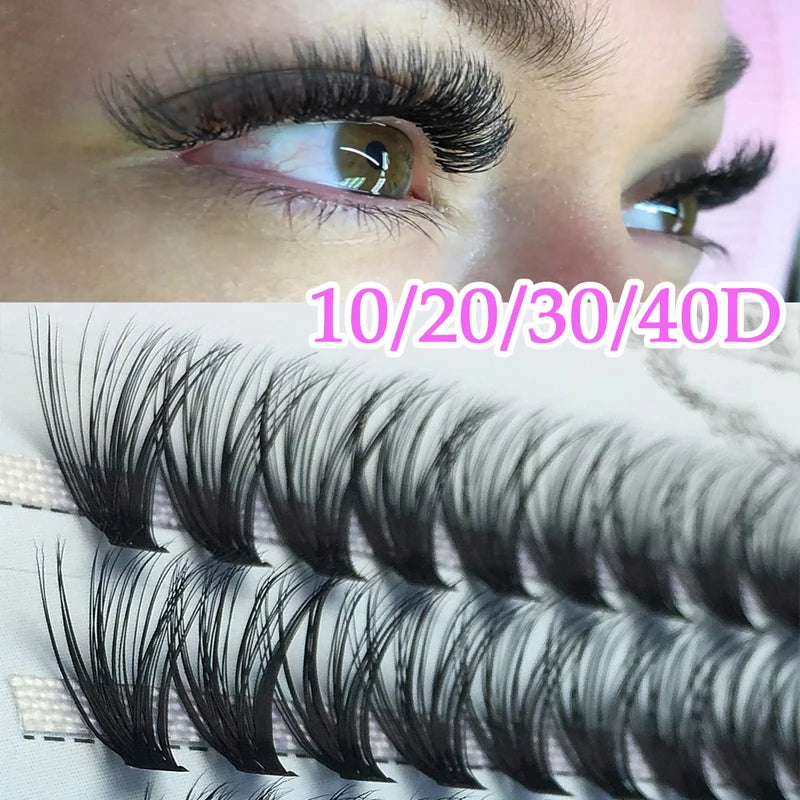 100 Bundles Cluster Eyelash Kit with Faux Mink Fans - Natural, DIY Ready Made Lashes