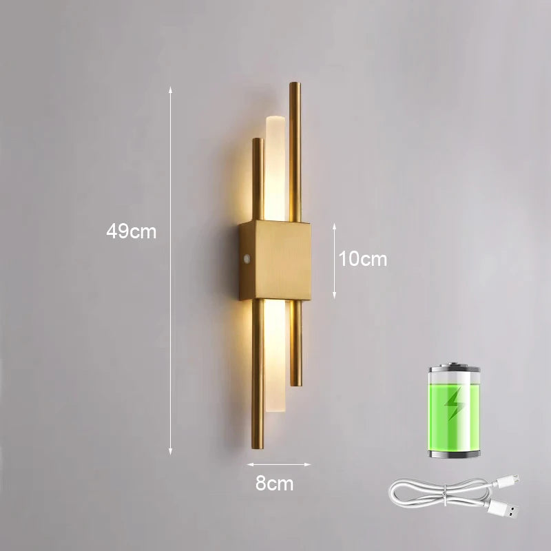 Modern Nordic LED Wall Sconce Lamp with USB & Acrylic Shade for Bedroom Living Room