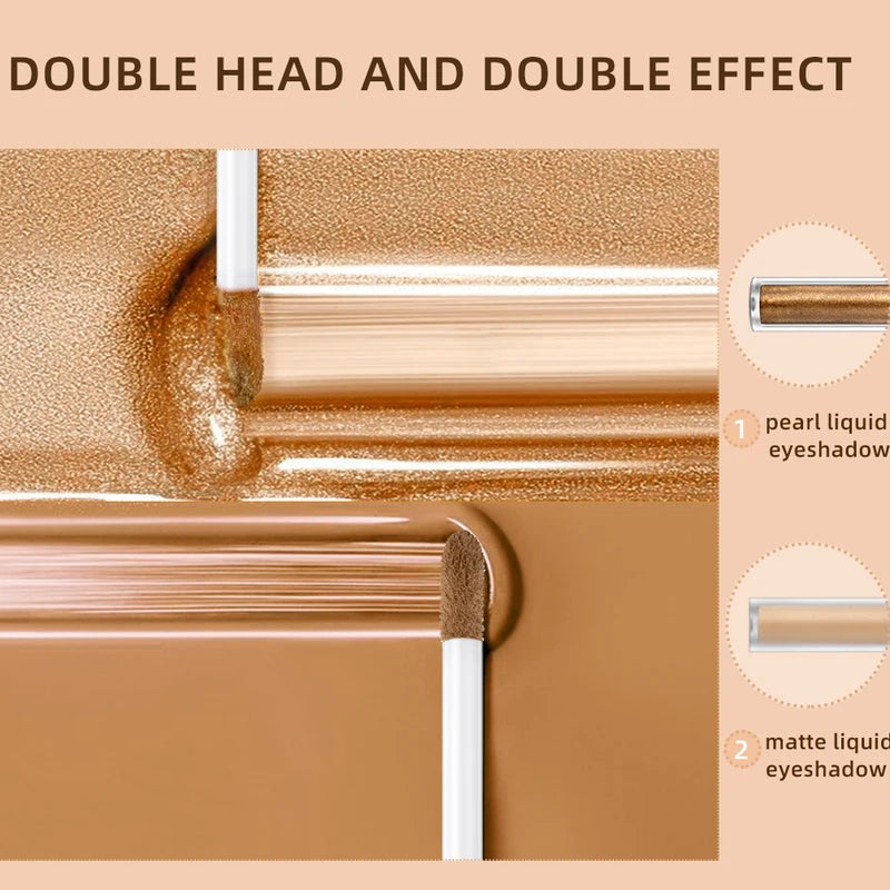 Double End Glitter Matte Eyeshadow Stick Pencil Waterproof Bicolor Makeup Tool