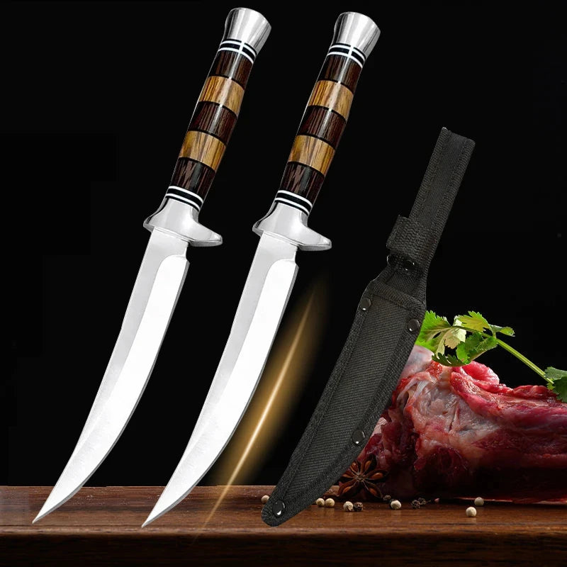 Stainless Steel Sashimi Knife Cleaver with Wooden Handle - Meat Fish Filleting & Butcher Kitchen Knife