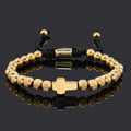 Unisex Stainless Steel Cross Charm Bracelet for Women Men Beaded Jewelry Gift