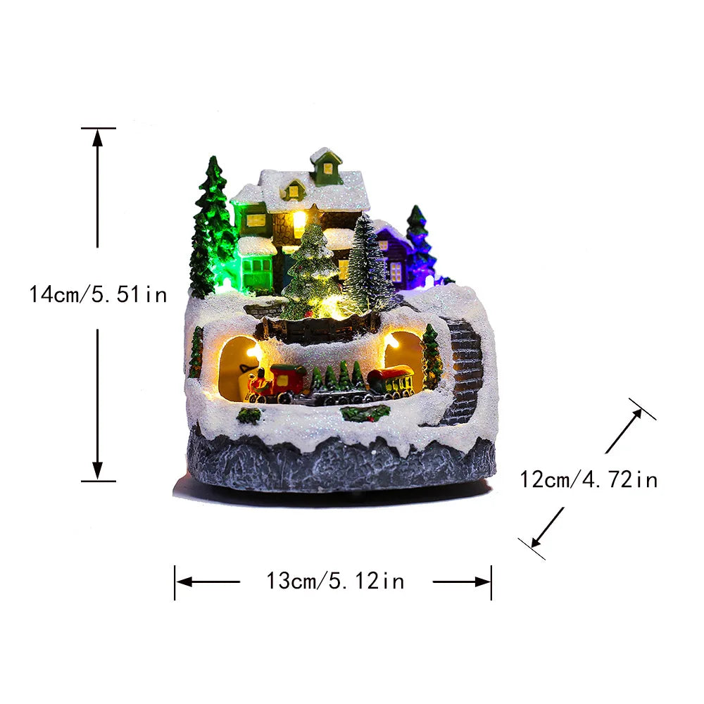 Christmas Snowhouse Glow Craft Snowman Garden Ornament with Music - Holiday Resin Decor