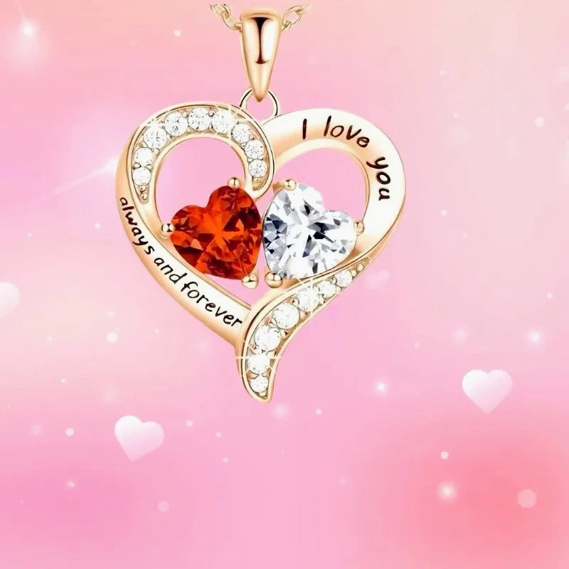 Elegant Red Heart Pendant Necklace with Gift Box - Romantic Jewelry for Women