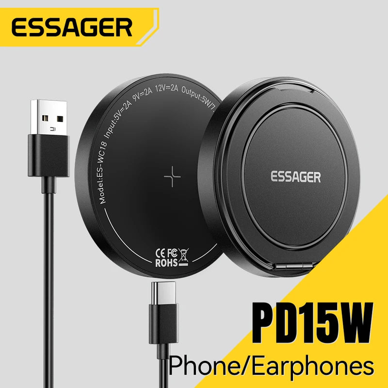 Magnetic Wireless Charger 15W Fast Charging Pad Stand for iPhone & AirPods