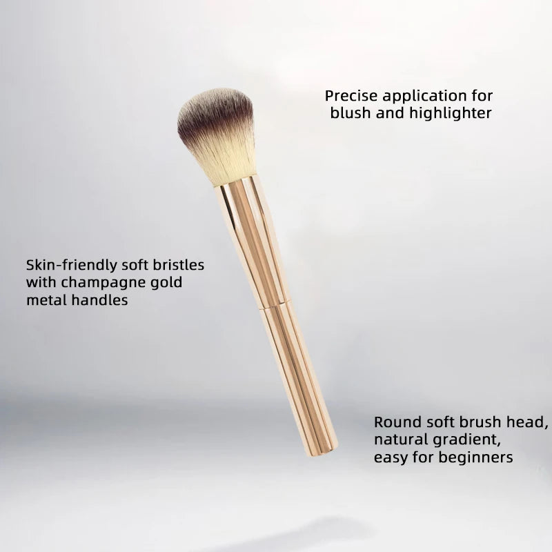 5PCS Makeup Brush Set - Synthetic Hair Foundation & Eyeshadow Brushes, Travel Friendly, Champagne Gold