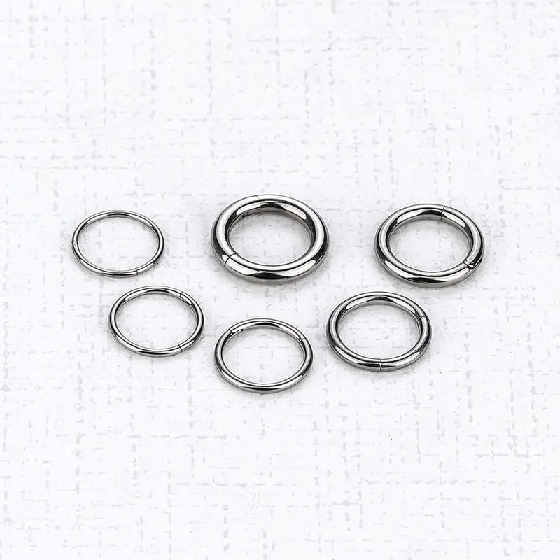 Titanium Septum & Nose Hoop Rings with Hinged Segment - Body Jewelry