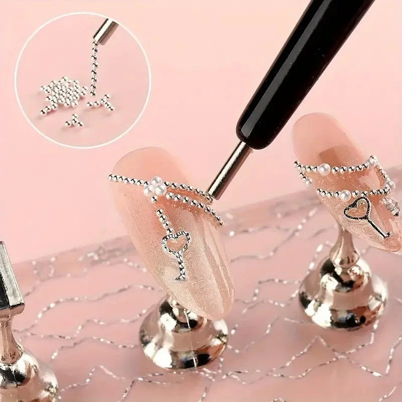 Mini Caviar Beads Nail Art Decorations Metal Micro Ball Set - Gold & Silver