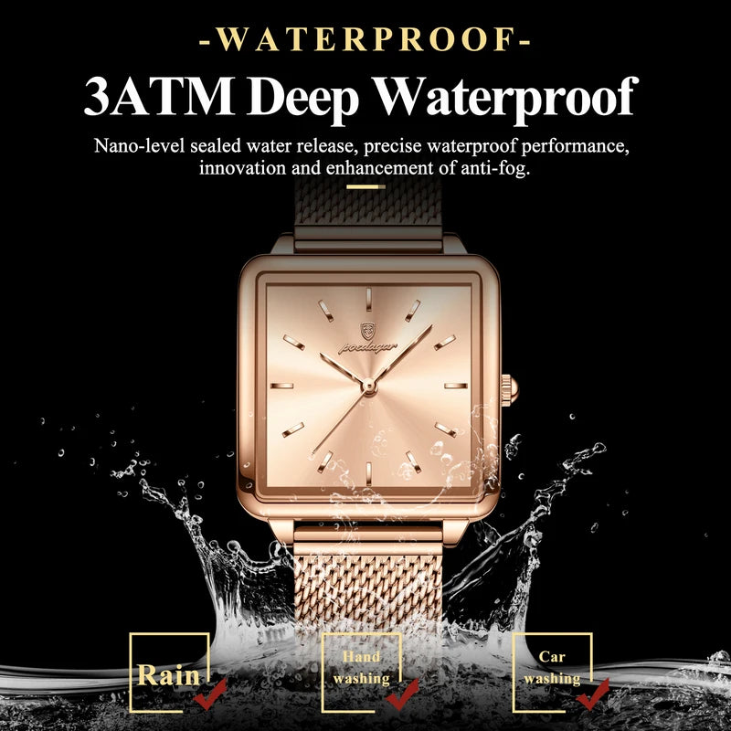 Women’s Waterproof Stainless Steel Mesh Watch - Elegant Fashion Quartz Timepiece