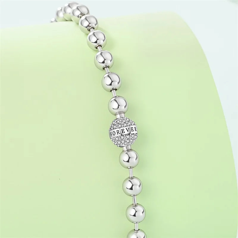 Sterling Silver Love Forever Bead Bracelet for Women - Anniversary Jewelry