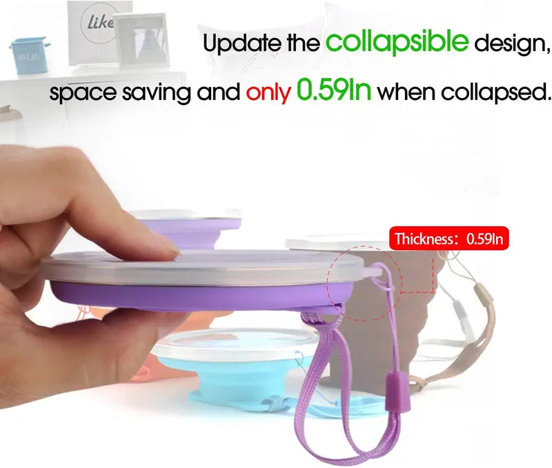 Collapsible Silicone Water Bottle with Measuring, Portable Travel Cup for Outdoors & Kids