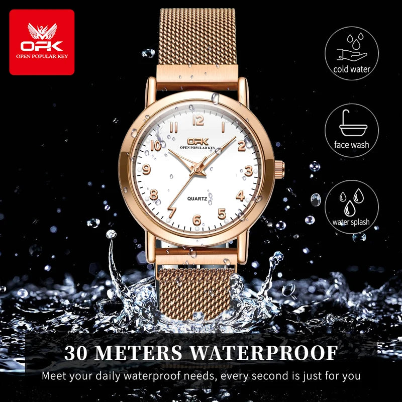 Women's Quartz Watch with Stainless Steel Mesh Strap Waterproof Fashion Wristwatch