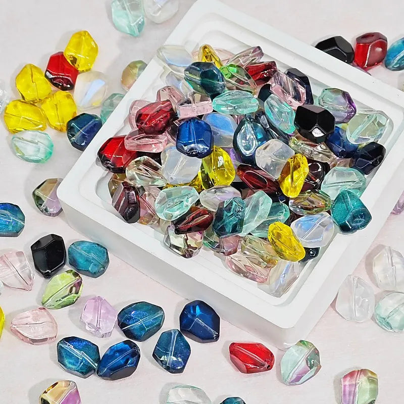 10Pcs Irregular Stone Shape Lampwork Glass Beads for Jewelry Making - Crystal Beads Wholesale